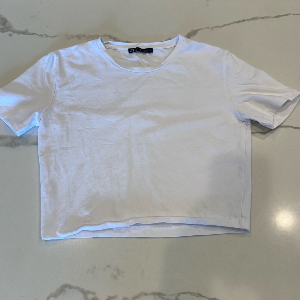 Zara white short sleeve shirt size M